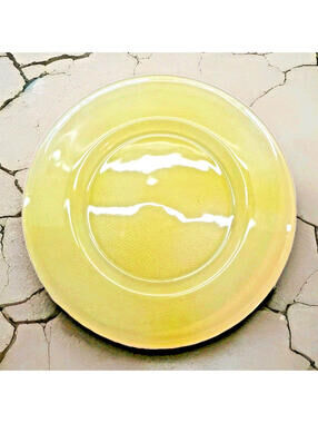 Vintage Large Muffle Glass Canary Yellow Serving Plate 13" Pressed Glass